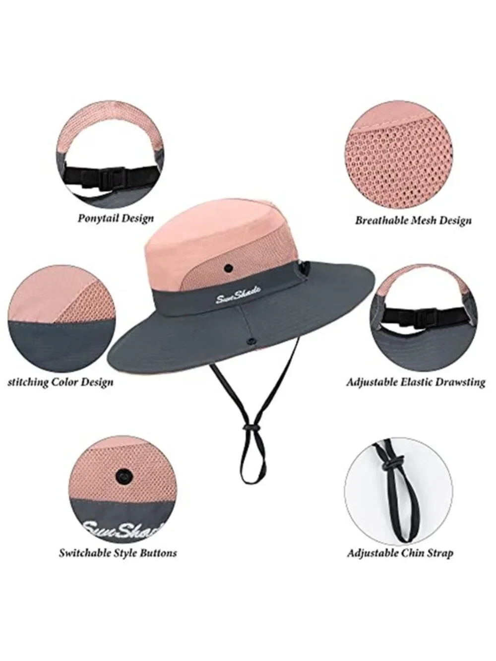 Sun Hat for Women Summer UV Protection Beach Hat Wide Brim Mesh Fishing